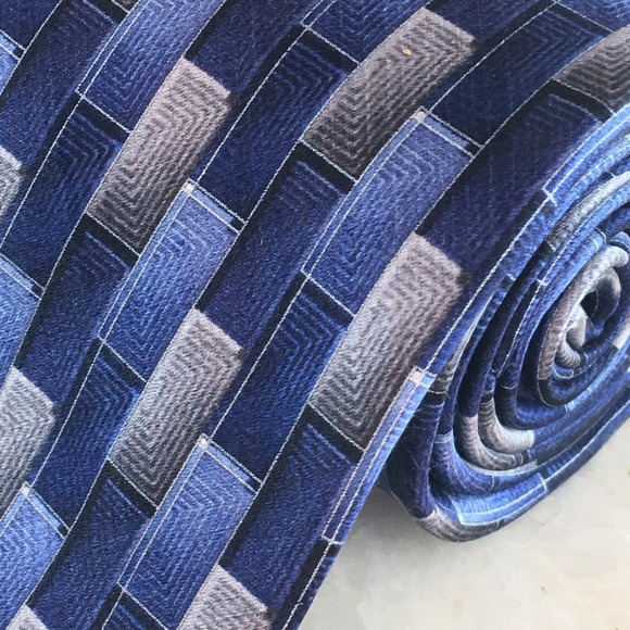 UMBERTO BOSSI BLUE, GREY ALL SILK TIE - Picture 10 of 10